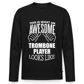 Trombone Trombone Trombone - T-shirt manches longues Premium bio Homme - noir - Devant - Nico (187cm)