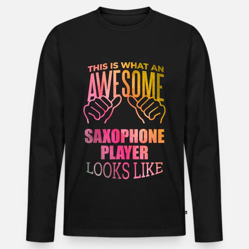 Saxophon - Männer Premium Bio Langarmshirt - Schwarz