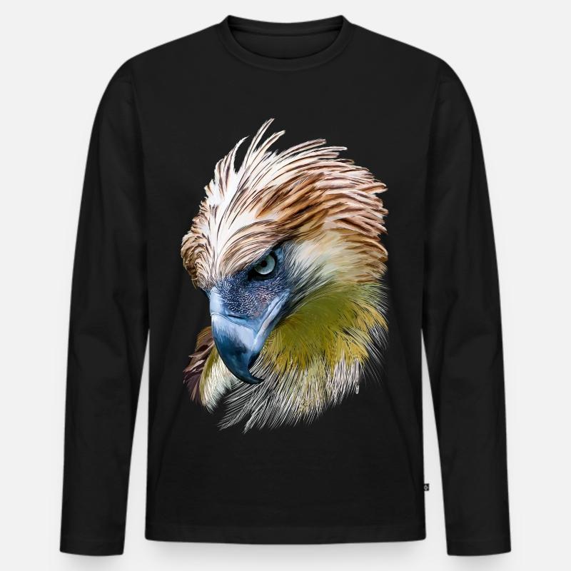 Adler - Männer Premium Bio Langarmshirt - Schwarz