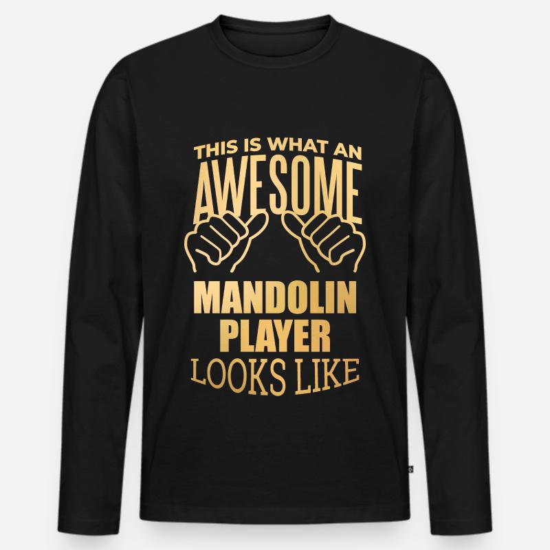 Mandoline - Männer Premium Bio Langarmshirt - Schwarz