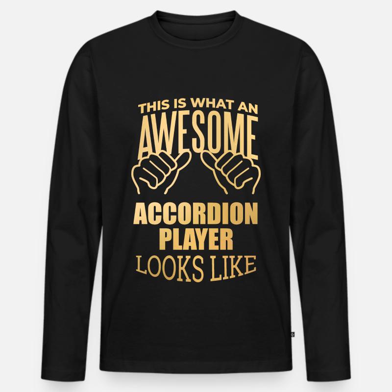 Akkordeon - Männer Premium Bio Langarmshirt - Schwarz