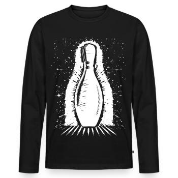 Bowling Pin - Männer Premium Bio Langarmshirt - Schwarz - Vorne - Nico (187cm)
