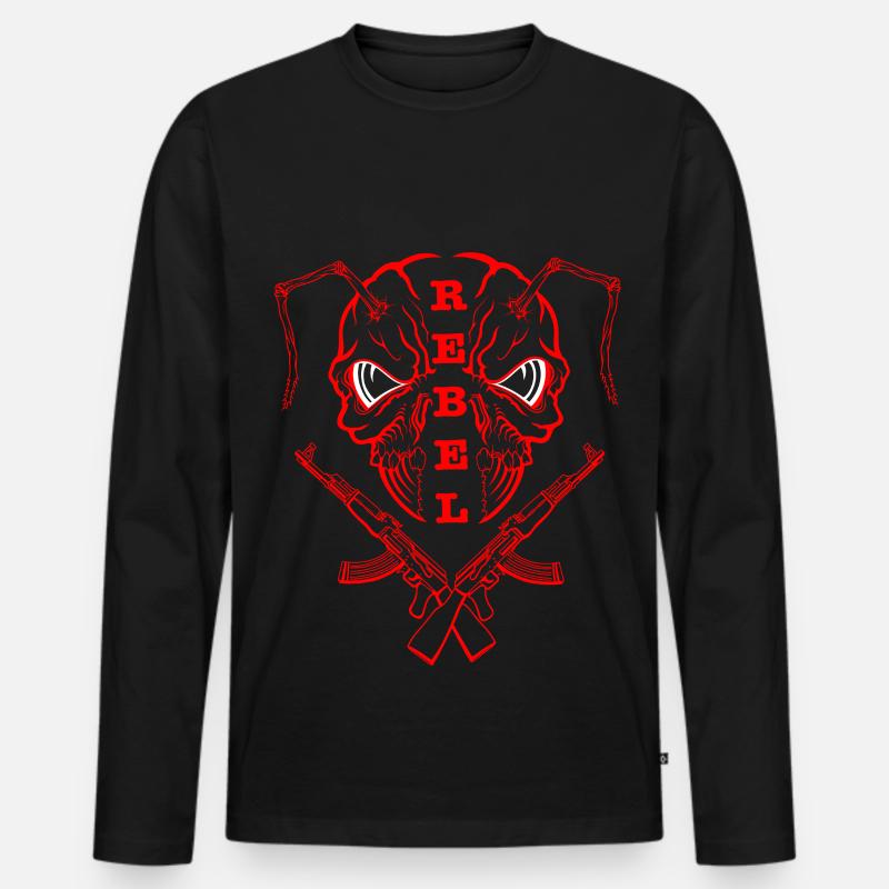 "REBEL EYES – Fearless Expression" rot - Männer Premium Bio Langarmshirt - Schwarz