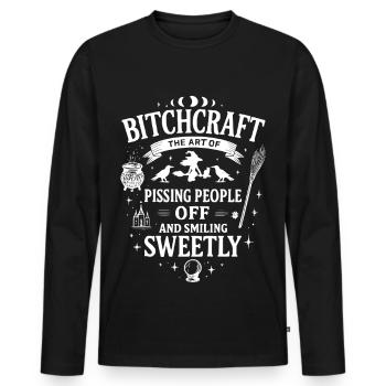 Bitchcraft Funny Witch Shirt – Sarcastic Halloween - Men's Premium Organic Long Sleeve Shirt - black - Front - Nico (187cm)