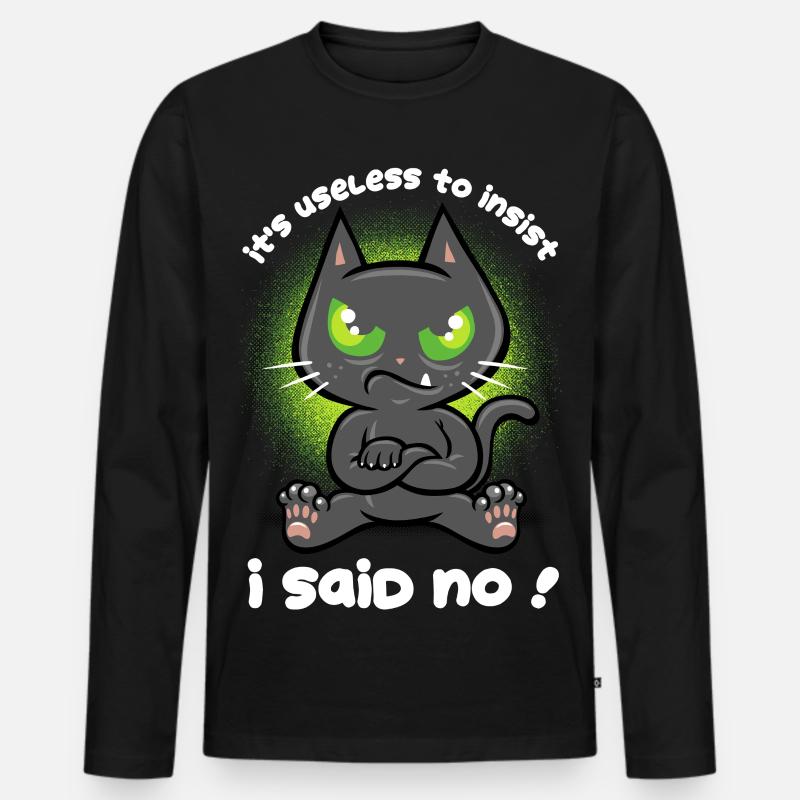 Störrische Katze - Männer Premium Bio Langarmshirt - Schwarz