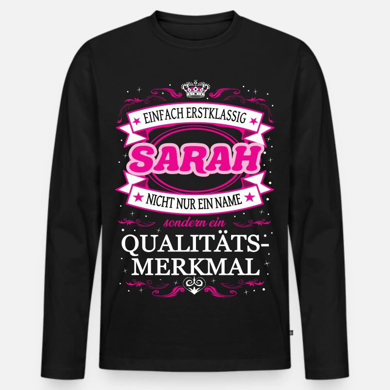 Qualitätsmerkmal Sarah einfach Erstklassig - Männer Premium Bio Langarmshirt - Schwarz