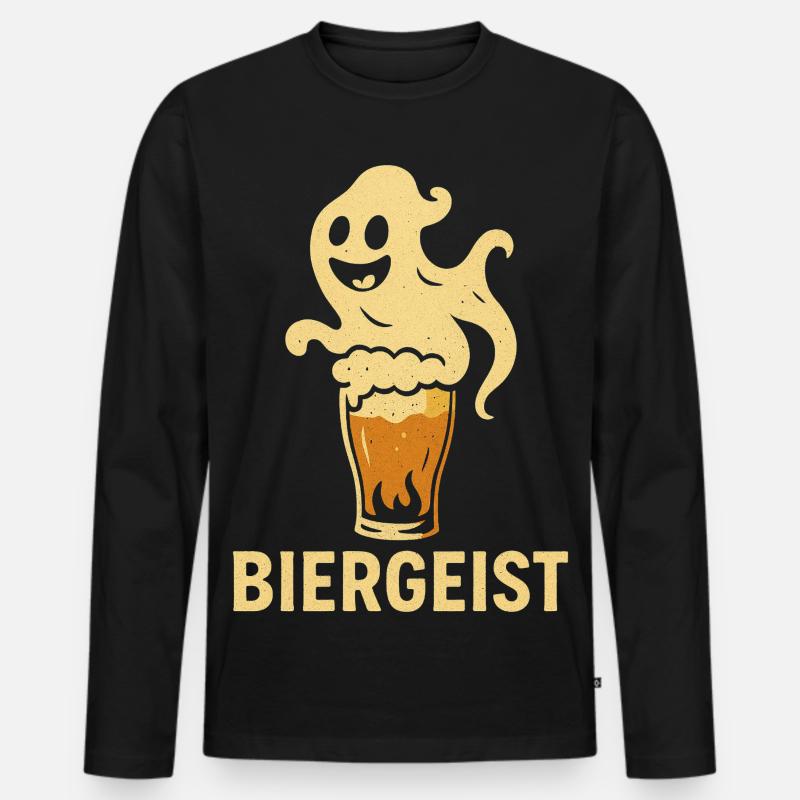 Biergeist lustiger Spruch - Happy Halloween - Männer Premium Bio Langarmshirt - Schwarz
