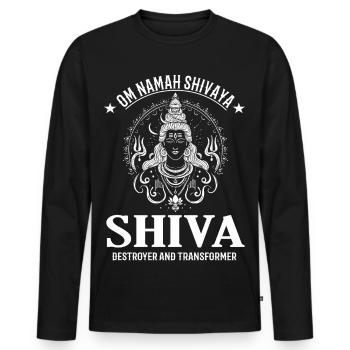 Shiva Design – Powerful Deity - Men's Premium Organic Long Sleeve Shirt - black - Front - Nico (187cm)