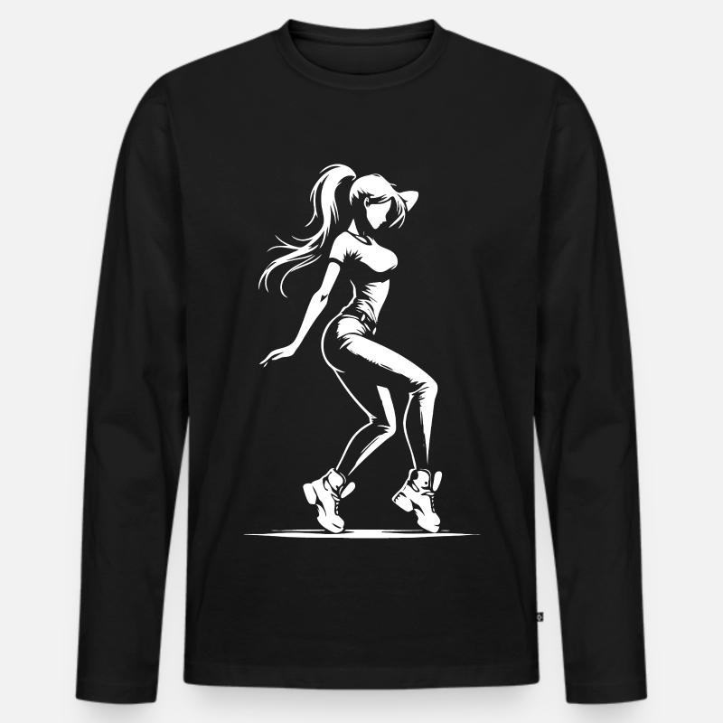 Streetdance Tänzerin – Cooles Design - Männer Premium Bio Langarmshirt - Schwarz