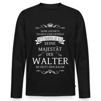 Sa Majesté Walter entre dans la pièce - T-shirt manches longues Premium bio Homme - noir - Devant - Nico (187cm)