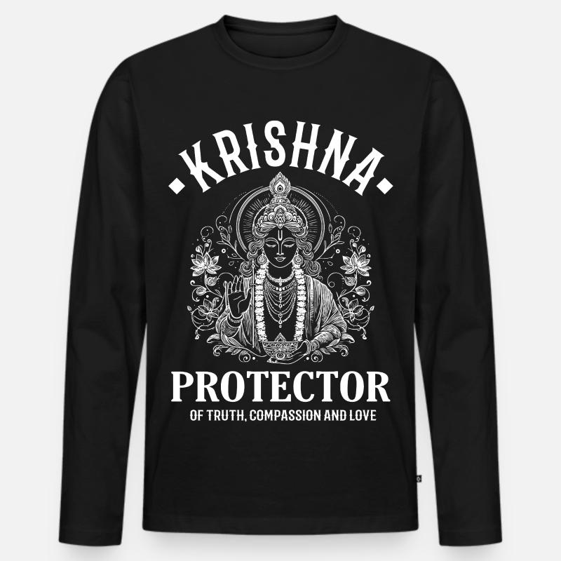 Krishna – Conception de divinité indienne - T-shirt manches longues Premium bio Homme - noir