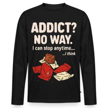 Addict No Way Funny Self-Improvement Tee - Men's Premium Organic Long Sleeve Shirt - black - Front - Nico (187cm)