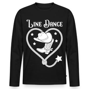 Line Dance Heart Lasso - Men's Premium Organic Long Sleeve Shirt - black - Front - Nico (187cm)
