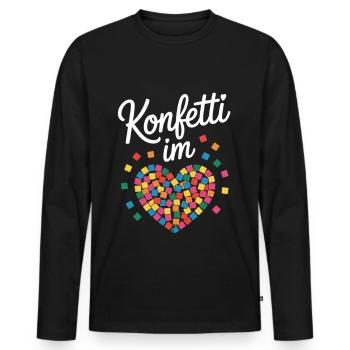 Confetti in the Heart Colorful Carnival Heart - Men's Premium Organic Long Sleeve Shirt - black - Front - Nico (187cm)