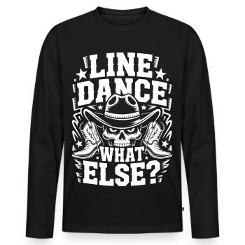 Line Dance Skull Cowboy Logo - Männer Premium Bio Langarmshirt - Schwarz - Vorne - Nico (187cm)