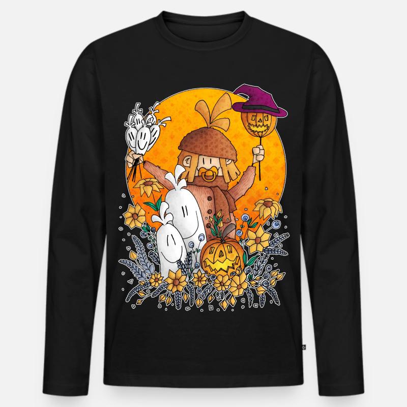 Ugo - die Kürbis-Parade / - Männer Premium Bio Langarmshirt - Schwarz