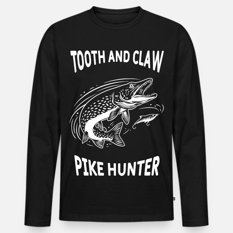 Hechtenfischen Hechtenjäger - Männer Premium Bio Langarmshirt - Schwarz