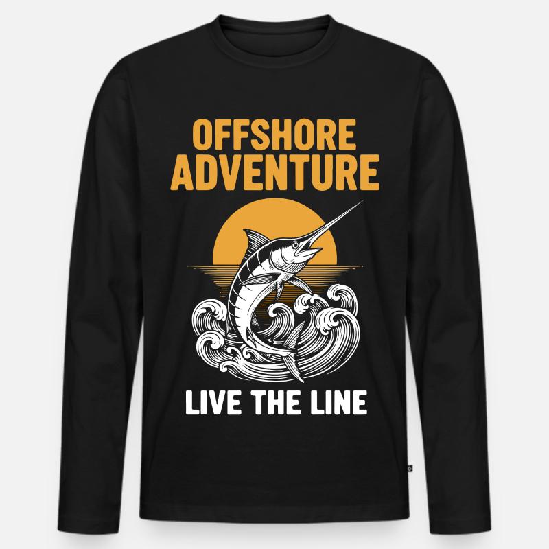 Fischerei-Seeschwertfisch-Abenteuer vor der Küste - Männer Premium Bio Langarmshirt - Schwarz