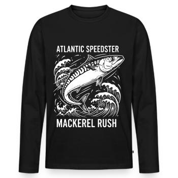 Seefischen, Makrelen, Makrelenrausch, Rausch - Männer Premium Bio Langarmshirt - Schwarz - Vorne - Nico (187cm)