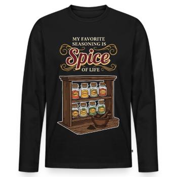 Spices Cooking Humor Spice of Life - Men's Premium Organic Long Sleeve Shirt - black - Front - Nico (187cm)