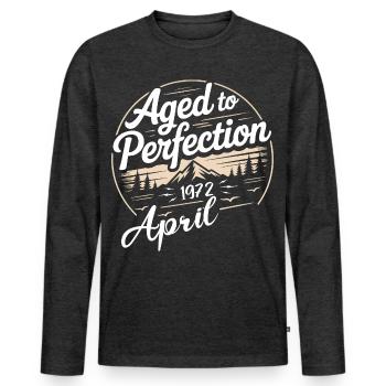 Avril 1972 anniversaire avril 1972 - T-shirt manches longues Premium bio Homme - anthracite chiné - Devant - Nico (187cm)
