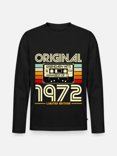 Original 1972 Retro Cassette - Men's Premium Organic Long Sleeve Shirt - black