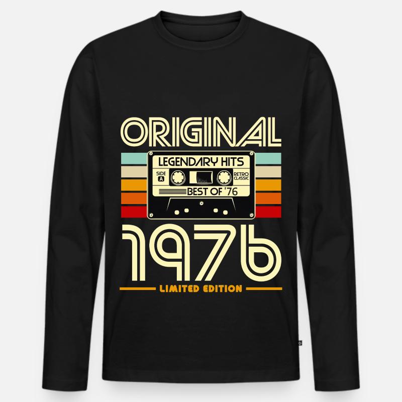 Originale Retro-Kassette von 1976 - Männer Premium Bio Langarmshirt - Schwarz