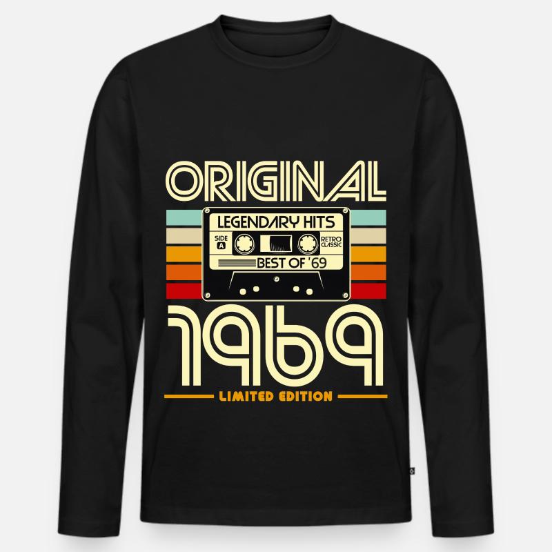 Originale Retro-Kassette von 1969 - Männer Premium Bio Langarmshirt - Schwarz