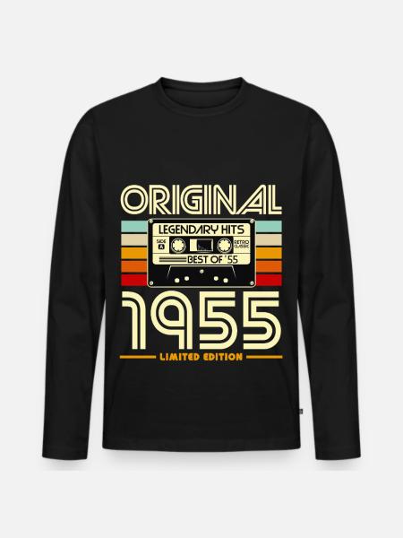 Retro Cassette 1955 Legendary Hits - Men's Premium Organic Long Sleeve Shirt - black