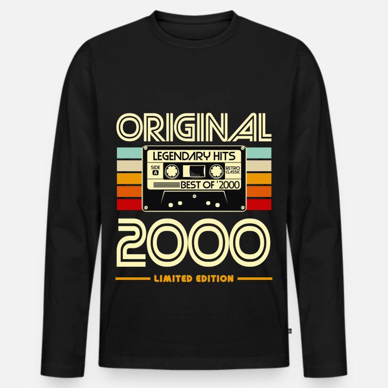 Kassetten-Original 2000er Retro-Hits - Männer Premium Bio Langarmshirt - Schwarz