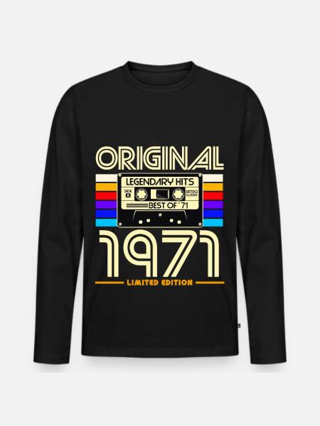 Cassettes 1971 Édition Limitée - T-shirt manches longues Premium bio Homme - noir