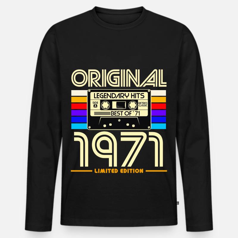 1971 limitierte Kassetten - Männer Premium Bio Langarmshirt - Schwarz