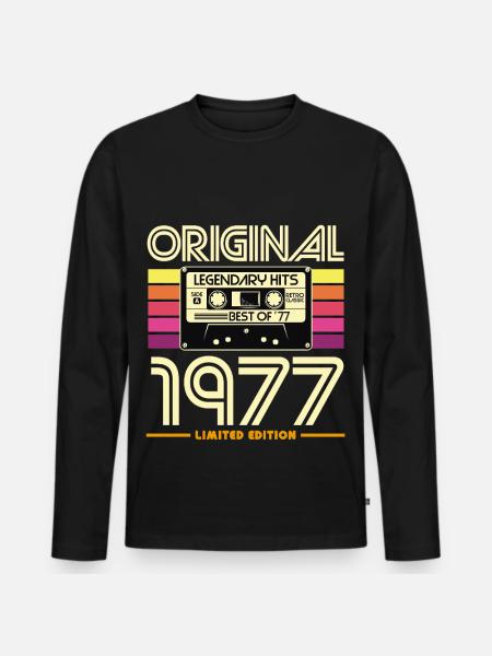 Original 1977 Retro Cassette - Men's Premium Organic Long Sleeve Shirt - black