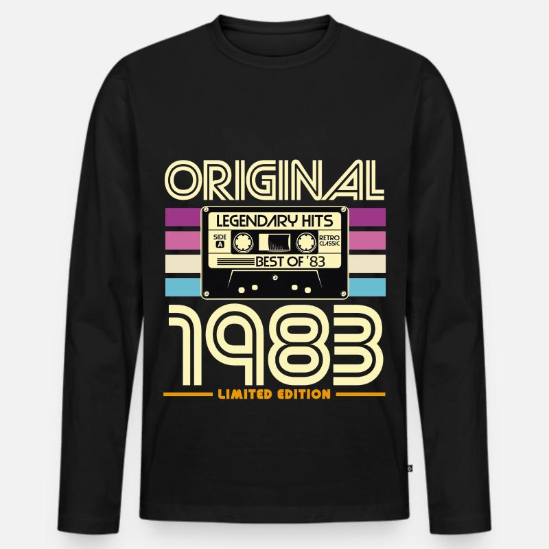 Retro Kassette 1983 Legende - Männer Premium Bio Langarmshirt - Schwarz