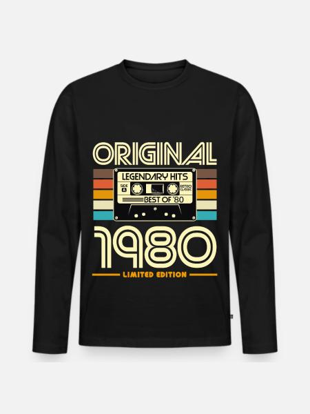 Cassette Retro 1980s Édition Limitée - T-shirt manches longues Premium bio Homme - noir