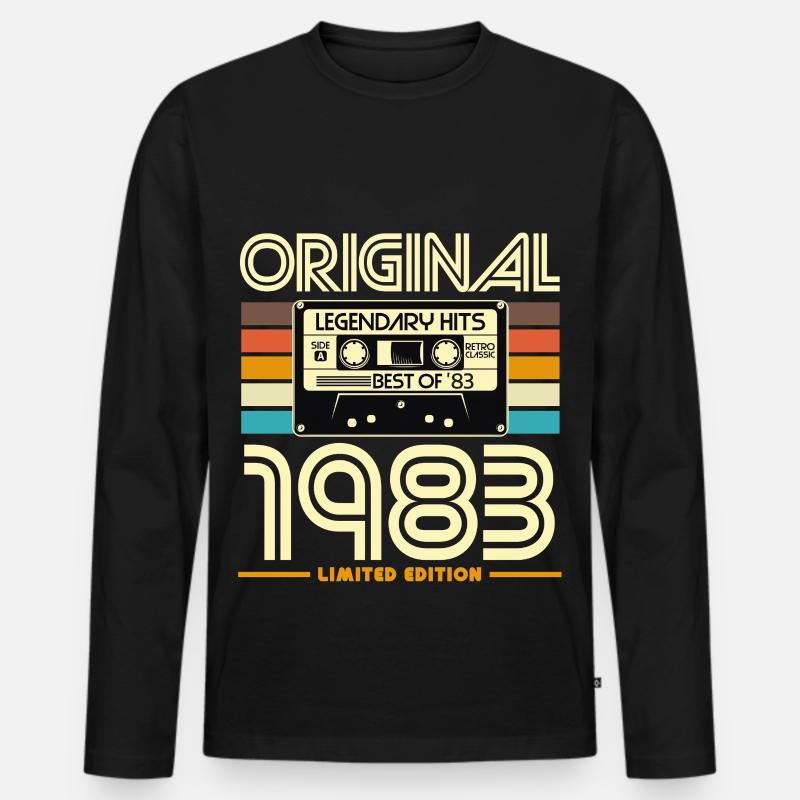Originale Retro-Kassette von 1983 - Männer Premium Bio Langarmshirt - Schwarz