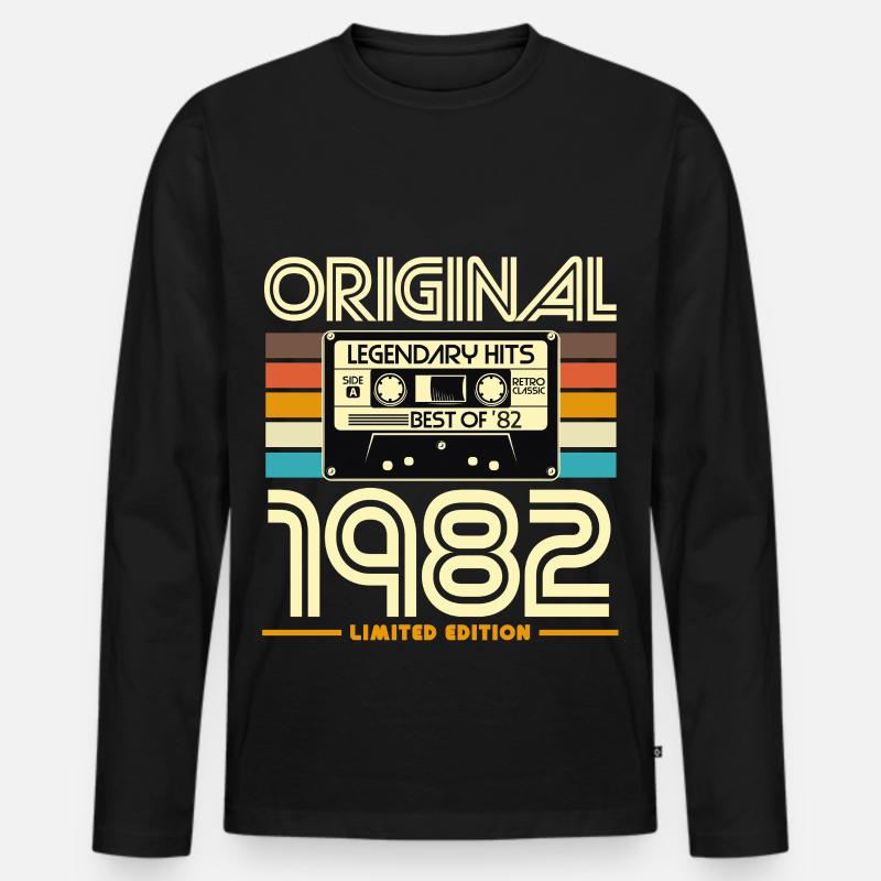 Original-Retro-Kassette von 1982 - Männer Premium Bio Langarmshirt - Schwarz