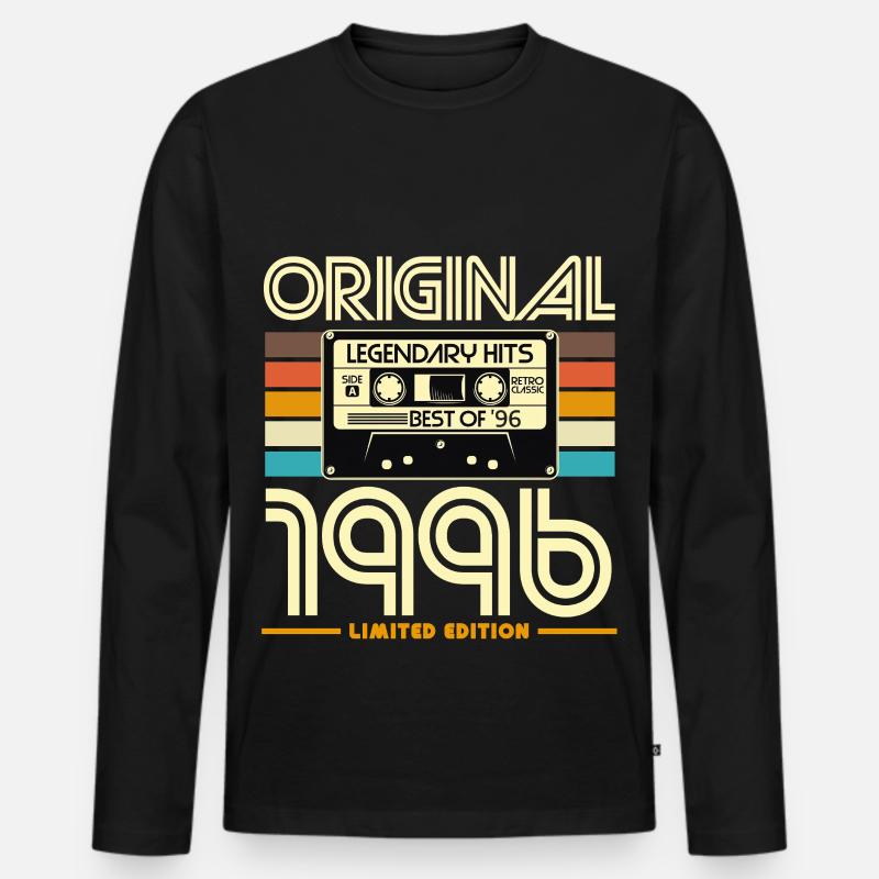 Originalkassette Retro von 1996 - Männer Premium Bio Langarmshirt - Schwarz