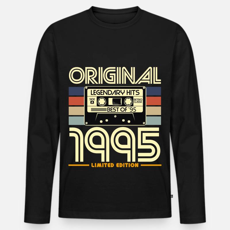 1995 Original Retro-Kassette - Männer Premium Bio Langarmshirt - Schwarz