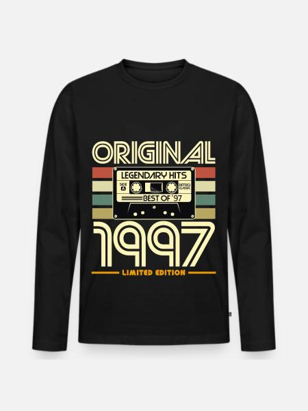 Kassette 1997 Originalhits - Männer Premium Bio Langarmshirt - Schwarz