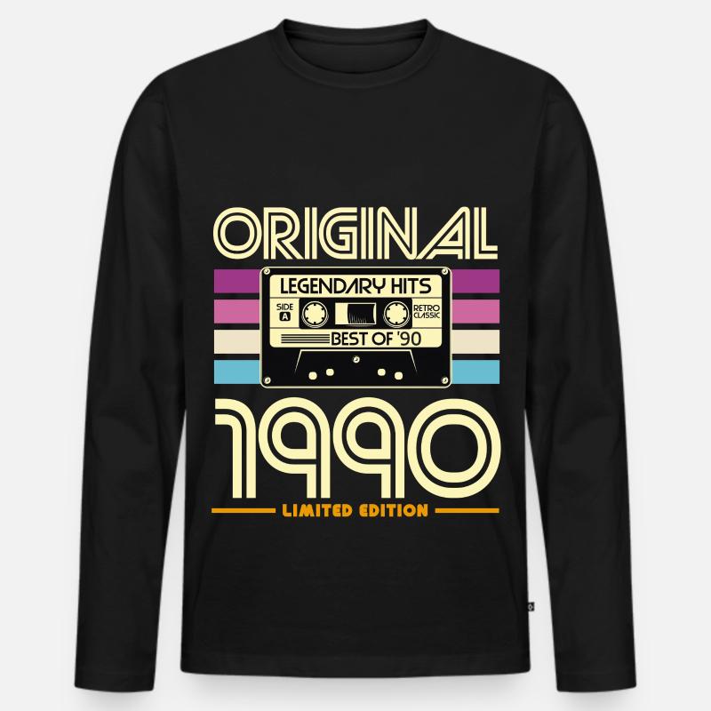 Original Hits 90er Kassette - Männer Premium Bio Langarmshirt - Schwarz