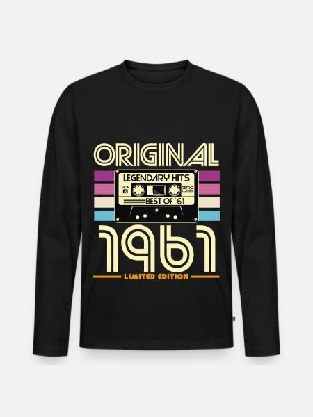 Original 1961 Cassette Retro Edition - Men's Premium Organic Long Sleeve Shirt - black