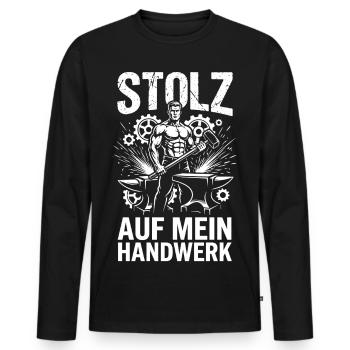 Stolz auf mein Handwerk, Handwerker Beruf Geschenk - Männer Premium Bio Langarmshirt - Schwarz - Vorne - Nico (187cm)