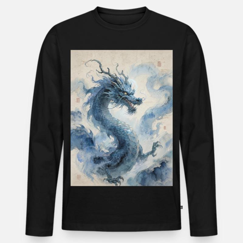 L'Apothéose Céleste : Dragon Bleu – Infinité - T-shirt manches longues Premium bio Homme - noir