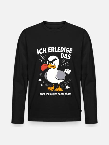 Möwe Seevogel Nen scheiss muss ich - Männer Premium Bio Langarmshirt - Schwarz