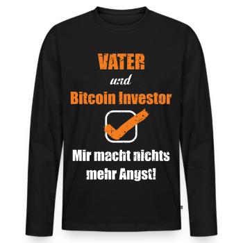 Bitcoin Crypto Dad wie ein normaler Dad - Männer Premium Bio Langarmshirt - Schwarz - Vorne - Nico (187cm)