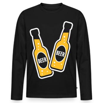 2 bouteilles de bière pour griller (Beery / NEG 2C) - T-shirt manches longues Premium bio Homme - noir - Devant - Nico (187cm)