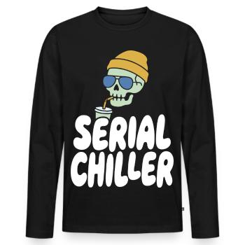 Serial Chiller Funny Horror Design - Männer Premium Bio Langarmshirt - Schwarz - Vorne - Nico (187cm)