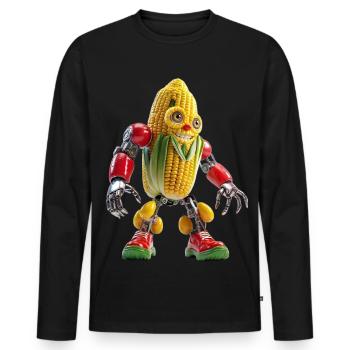 Maisroboter: Buntes Gemüse-Gadget - Männer Premium Bio Langarmshirt - Schwarz - Vorne - Nico (187cm)