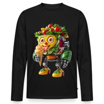 Groente Robot Met IJsje - Men's Premium Organic Long Sleeve Shirt - black - Front - Nico (187cm)